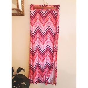 A.N.A. Pink Chevron Print Maxi Skirt Size S